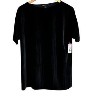 St. John Crushed Velvet Women's Black Short Sleeve Top Size Small New With Tags